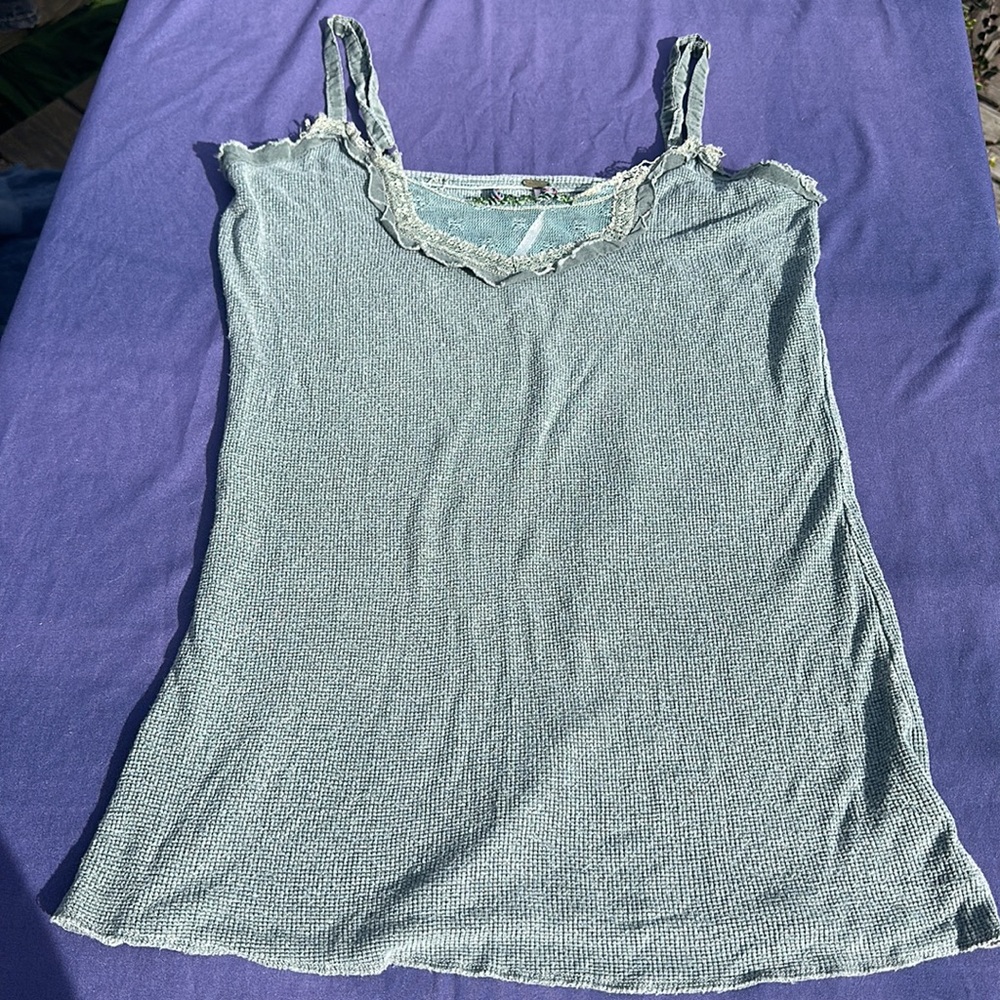 Free People Lace Trim with roses Camisole top clay green size small